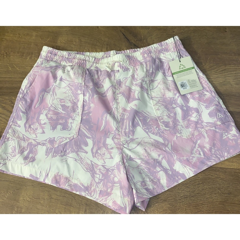 Alpine Design Women Large Elastic Waist Woven Shorts Shortie‎ Orchid Floral